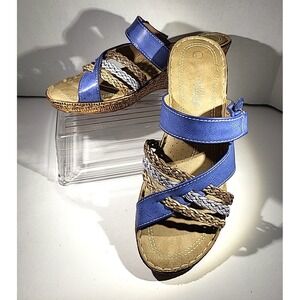 Patrizia by Spring Step Mica Blue Wedge Slide Sandals Comfort Women's EU 40/US 9
